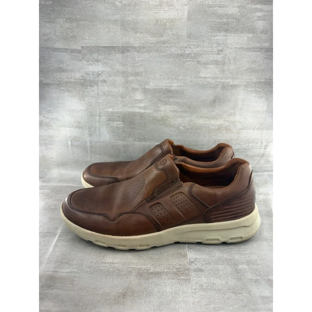 Rockport Men Brown Leather Lets Walk Slip On Loafers CH4263 Size 9.5 W